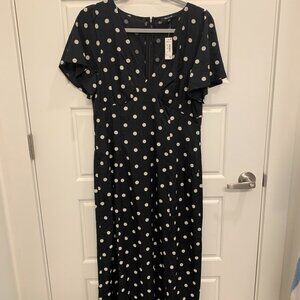 Madewell Navy Polka Dot Maxi Dress